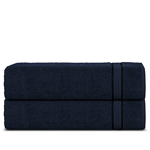 Sweet Needle 2er-Set superweiche Baumwoll-Badetücher, Navy blau - 600 g/m², doppellagig, stark vernäht, sehr saugfähig und weich für Bad, Dusche und den täglichen Gebrauch (140x70 cm) von Sweet Needle