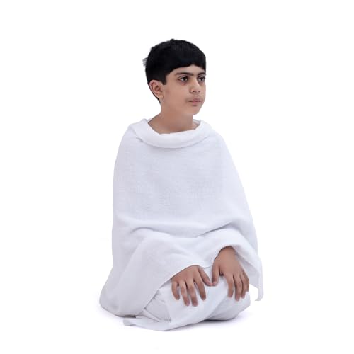 SweetNeedle Ihram Ehram Ahram für Kinder Hajj und Umrah – 2 Handtücher, weiß – hygienische natürliche 100% Reine gekämmte Baumwolle, leichte Handtücher, 80 x 156 cm von SweetNeedle