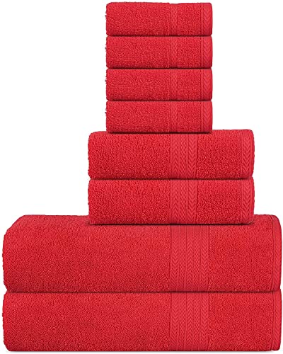 SweetNeedle Luxus-Handtuchset aus Premium-Baumwolle in Rosenrot – 2 Badetücher, 2 Handtücher und 4 Wasch-/Gesichtstücher – 500 g/m², sehr saugfähig, für den Einsatz im Badezimmer und im Hotel von SweetNeedle
