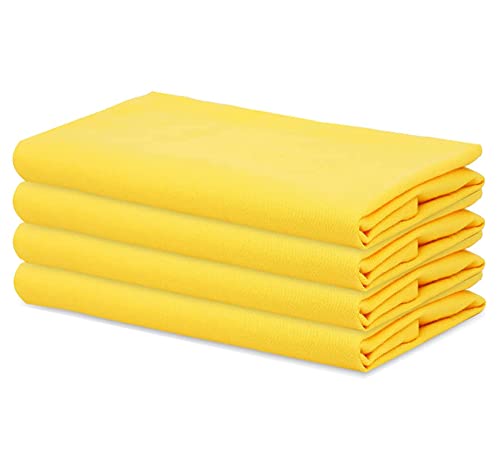 Sweet Needle – Packung mit 4 übergroßen Servietten aus 100% Baumwolle, 45 cm x 45 cm, Gelb – Schwerer Stoff für den täglichen Gebrauch mit auf Gehrung geschnittenen Ecken von SweetNeedle