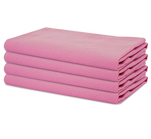 Sweet Needle – Packung mit 4 übergroßen Servietten aus 100% Baumwolle, 45 cm x 45 cm, Rosa – Schwerer Stoff für den täglichen Gebrauch mit auf Gehrung geschnittenen Ecken von SweetNeedle