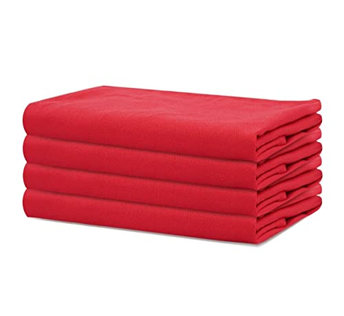 Sweet Needle – Packung mit 4 übergroßen Servietten aus 100% Baumwolle, 45 cm x 45 cm, Rot – Schwerer Stoff für den täglichen Gebrauch mit auf Gehrung geschnittenen Ecken von SweetNeedle