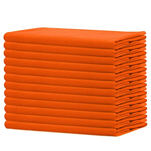 Sweet Needle Servietten, 100% Baumwolle, übergroß, 45 x 45 cm, Orange, Schwerer Stoff für den täglichen Gebrauch, mit gehrten Ecken, 12 Stück von Sweet Needle