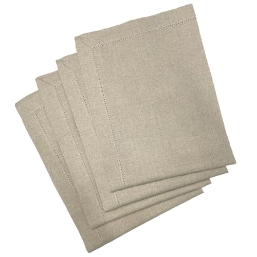 Sweet Needle leinenservietten Hohlsaumservietten Naturfarben 50x50cm 100% Europäischer Flachs Servietten 4er Set Waschbar. Ideal für Küche, Weihnachten, Hochzeit, Restaurant und den täglichen Gebrauch von Sweet Needle