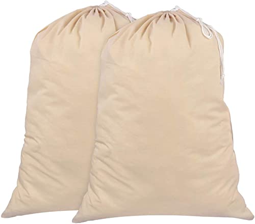 Wäschesack 2er-Set - 71 x 91 cm, 100% Baumwolle, strapazierfähiger Wäschesammlersack mit Kordelzug – 75 l extra groß faltbarer Wäschebeutel von Sweet Needle