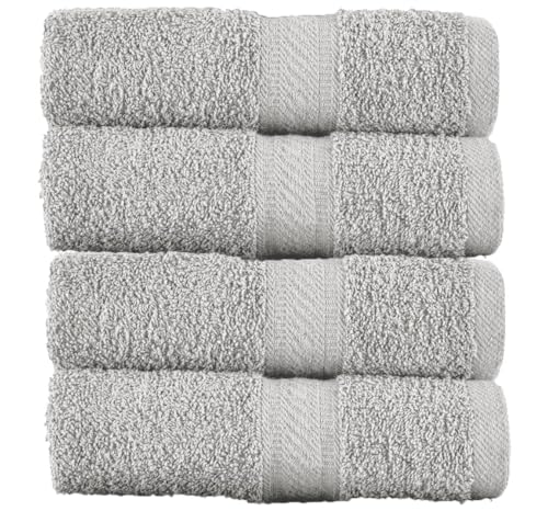 Sweet Needle 4er-Pack große Badetücher (70 cm x 140 cm) –100% Luxus-Baumwolle, Hotelqualität, sehr saugfähig für Badezimmer, Dusche, Strand und den täglichen Gebrauch (silberfarben) von Sweet Needle