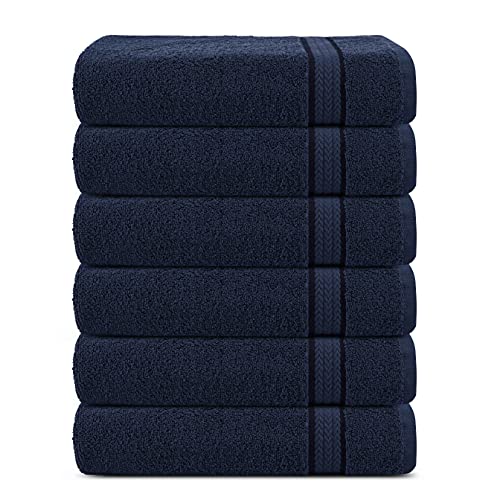 SweetNeedle Super Soft 6 Pack Waschlappen 30x30 Marine, 580 GSM - 100% Reine Ringspun Baumwolle - Luxuriöse Rayon-Besatz - Ideal für den täglichen Gebrauch - Pflegeleicht Maschine waschen von SweetNeedle