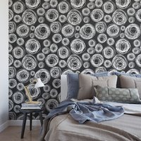 Abnehmbare Tapete Des Swirl Circle Statement-Akzentwand von SweetPeaWallDesign