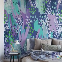 Abstrakte Formen Wandbild - Bunte Splatter Bold Abnehmbare Tapete Feature Wand M1494 von SweetPeaWallDesign