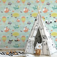 Kinder Flugzeug Und Hubschrauber Tapeten - Abnehmbare Tapete Für Selbstklebend K127-27 von SweetPeaWallDesign