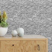 Schwarz-Weiß-Wirbel Abnehmbare Tapete G191-13 von SweetPeaWallDesign