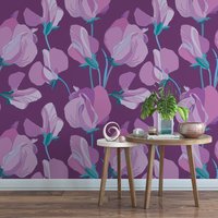 Sweet Pea Blumen Tapete Tropisch Botanisch, Selbstklebend von SweetPeaWallDesign
