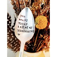 Du Bist Mein Heute Und Alle Meine Tomorrows Gestempelten Löffel, Gestempelt Silber Kaffeelöffel, Hochzeitsgeschenk, Liebe Sie Geschenk von SweetThymeDesign