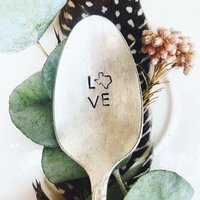 Kaffee Löffel - Gestempelt Teelöffel Silbernen Kaffeelöffel Texas Liebe Geschenk Zuckerlöffel Tee von SweetThymeDesign