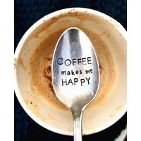 Kaffee Macht Mich Glücklich - Kaffeelöffel Latte Camper Geschenk Gestempelt Silberlöffel Zuckerlöffel Aber Erste von SweetThymeDesign