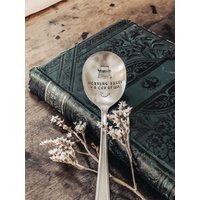 Morgenseiten Und Eine Tasse Tee | Morgen Ritual Löffel Gestempelter Silberlöffel - Teelöffel Schriftsteller Geschenk Süßer Thymian Design von SweetThymeDesign
