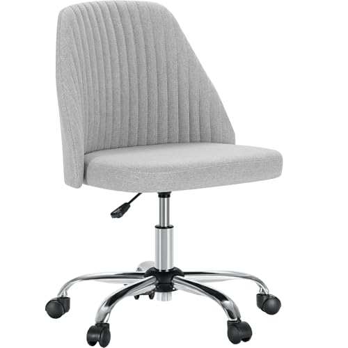 Sweetcrispy Niedlicher Schreibtischstuhl mit Rollen, Bürostuhl ohne Armlehnen, 113kg belastbar, Höhenverstellbarer Schminkstuhl Drehstuhl für Kleine Räume Heimbüro, Moderner Stoff, Desk Chair von Sweetcrispy