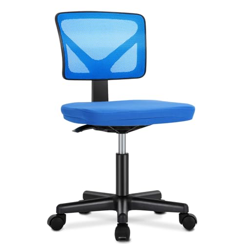 Sweetcrispy Armlose Schreibtischstühle Niedlicher Bürostuhl ohne Armlehnen, ergonomischer, Verstellbarer, Blau, 77cm von Sweetcrispy