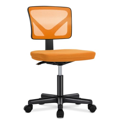 Sweetcrispy Armlose Schreibtischstühle Niedlicher Bürostuhl ohne Armlehnen, ergonomischer, Verstellbarer, Orange, 77cm von Sweetcrispy
