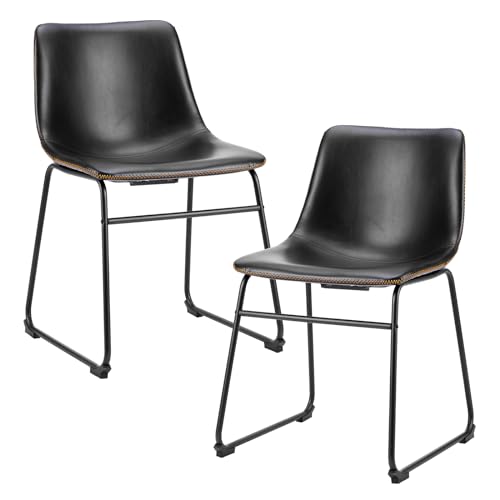 Sweetcrispy Barhocker 2er Set, Moderner Stil Barstuhl mit Sitzkissen Aus Pu-Leder Und Metallbein Küchenhocker, 45 cm, Geeignet für Die Bar, Die Küche und Das Wohnzimmer (Schwarz) von Sweetcrispy