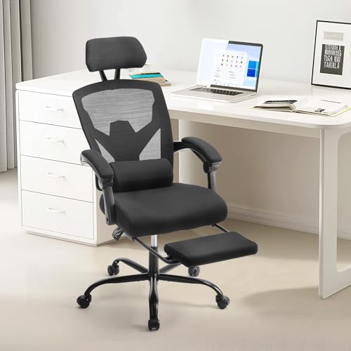 Sweetcrispy Büro-Computer-Schreibtisch Stuhl, Gaming-Stühle für Erwachsene, High-Back Mesh Rolling Swivel Reclining Stühle mit Rädern, Bequeme Lendenwirbelstütze, Bequeme Arme Grün von Sweetcrispy