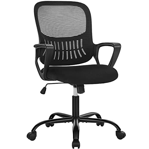 Sweetcrispy Bürostuhl Ergonomisch, Schreibtischstuhl mit Lendenwirbelstütze, Verstellbaren Armlehnen Drehstuhl, Höhenverstellbarer Office Chair, Bürostühle Geeignet für Büro und Schlafzimmer (Schwarz) von Sweetcrispy