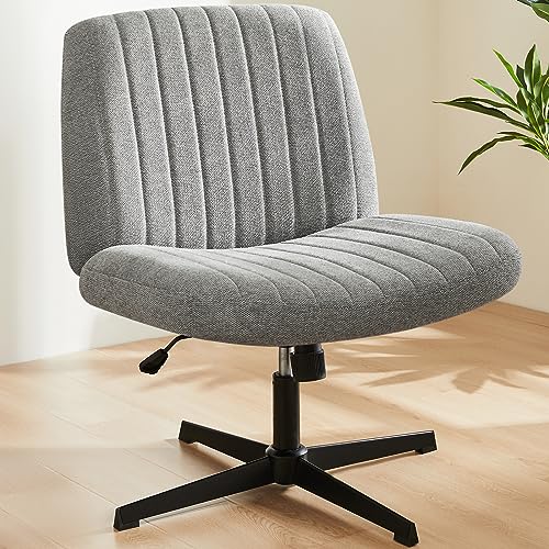 Sweetcrispy Bürostuhl Ohne Armlehnen, Schreibtischstuhl mit Stoffbezug, Lesesessel mit Breiterem Polster zum Sitzen im Schneidersitz Stuhl, Höhenverstellbar, 360° Drehstuhl für Haus, Grau Sweetcrispy Bürostuhl Ohne Armlehnen, Schreibtischstuhl mit Stoffbezug, Lesesessel mit Breiterem Polster zum Sitzen im Schneidersitz Stuhl, Höhenverstellbar, 360° Drehstuhl für Haus, Grau von Sweetcrispy