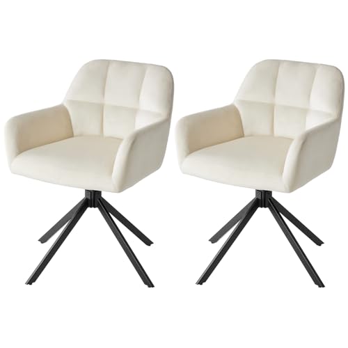Sweetcrispy Esszimmerstuhl 2er Set, 360° Drehstuhl Esszimmer, Küchenstuhl, Samt Schminktisch Stuhl, bis 120 kg belastbar, Sessel mit Armlehnen Stahlbeine, Schreibtischstuhl für Arbeitszimmer, Beige Sweetcrispy Esszimmerstuhl 2er Set, 360° Drehstuhl Esszimmer, Küchenstuhl, Samt Schminktisch Stuhl, bis 120 kg belastbar, Sessel mit Armlehnen Stahlbeine, Schreibtischstuhl für Arbeitszimmer, Beige von Sweetcrispy