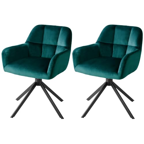 Sweetcrispy Esszimmerstuhl 2er Set, 360° Drehstuhl Esszimmer, Küchenstuhl, Samt Schminktisch Stuhl, bis 120 kg belastbar, Sessel mit Armlehnen Stahlbeine, Schreibtischstuhl für Arbeitszimmer, Grün Sweetcrispy Esszimmerstuhl 2er Set, 360° Drehstuhl Esszimmer, Küchenstuhl, Samt Schminktisch Stuhl, bis 120 kg belastbar, Sessel mit Armlehnen Stahlbeine, Schreibtischstuhl für Arbeitszimmer, Grün von Sweetcrispy