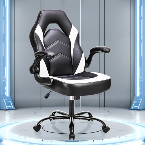Sweetcrispy Gaming Stuhl,Leder Ergonomischer Bürostuhl,Gamer PC Stühle mit Armlehne,90-120°einstellbar Gaming Chair,Drehbar Schreibtischstuhl Computerstuhl,Schwarz Weiß Sweetcrispy Gaming Stuhl,Leder Ergonomischer Bürostuhl,Gamer PC Stühle mit Armlehne,90-120°einstellbar Gaming Chair,Drehbar Schreibtischstuhl Computerstuhl,Schwarz Weiß von Sweetcrispy