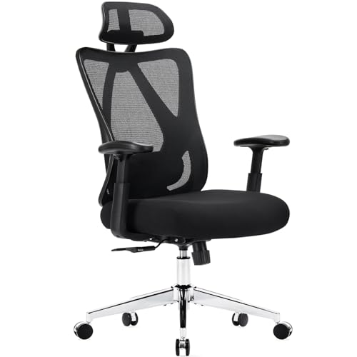 Sweetcrispy Home Office Schreibtischstuhl, ergonomisch, drehbar, hohe Rückenlehne, 135° Neigungsfunktion, großer und hoher Computer mit Rollen, 2D-Armlehne, verstellbare Lendenwirbelstütze und Sweetcrispy Home Office Schreibtischstuhl, ergonomisch, drehbar, hohe Rückenlehne, 135° Neigungsfunktion, großer und hoher Computer mit Rollen, 2D-Armlehne, verstellbare Lendenwirbelstütze und von Sweetcrispy