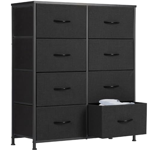 Sweetcrispy Kommode für Schlafzimmer mit 8 Schubladen Kleiderstoff Schrank Organizer, Schwarz, Standard von Sweetcrispy