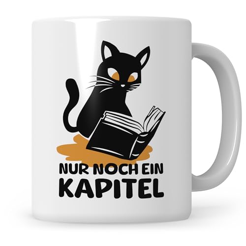 Nur noch ein Kapitel Katze Tasse, Bücherwurm Katzenmama Geschenk Katzenpapa, für Katzenliebhaber Kaffeetasse von Sweetify