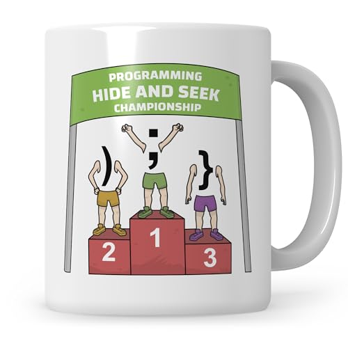 Programmierer Tasse Kaffeebecher Informatiker Kaffeetasse Programmierer Spruch Hide and Seek Championship Geschenk Nerd lustig von Sweetify