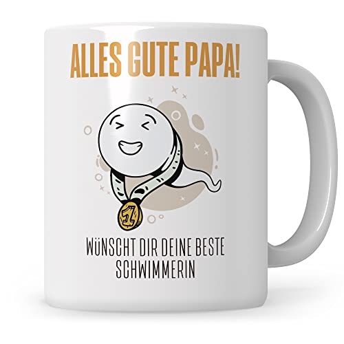 Sweetify Alles Gute Papa Tasse Becher Vater Vatertag Geschenk, Vatertagsgeschenk, Alles Gute Papa wünscht dir deine Beste Schwimmerin von Sweetify