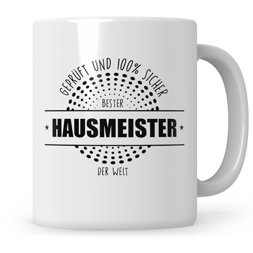 Sweetify Bester Hausmeister Tasse Hausverwalter Spruch Hauswart Kaffeetasse Lustiges Geschenk Concierge von Sweetify