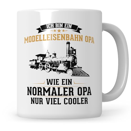 Sweetify Modelleisenbahn Opa Eisenbahn Tasse Spruch Hobby Zug Eisenbahner Geschenk von Sweetify