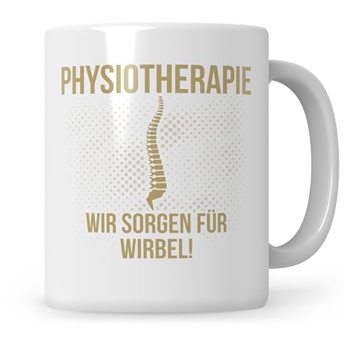 Sweetify Physiotherapeut Tasse, Physiotheraphie Wir sorgen für Wirbel, Beruf Physio Kaffeetasse Geschenk von Sweetify