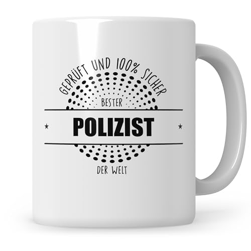Sweetify Polizist Tasse, Geprüft und 100% sicher Bester Polizist Kaffeebecher, Polizei Kaffeetasse Teetasse Becher von Sweetify