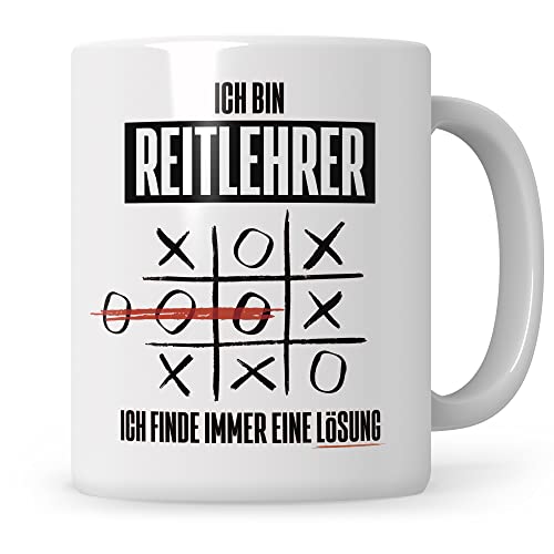 Sweetify Reitlehrer Tasse, Ich bin Reitlehrer, ich finde immer eine Lösung, Reitschule, Reiter Geschenk von Sweetify