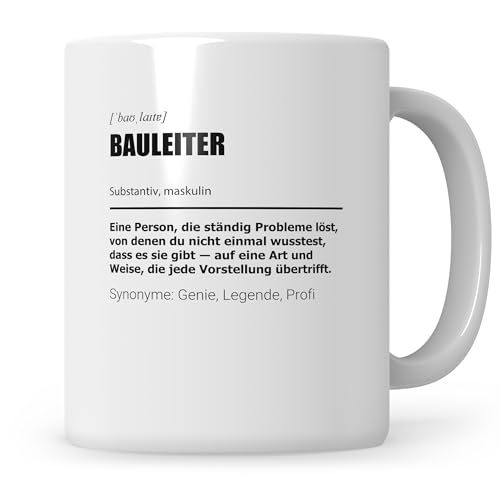 Sweetify Tasse Bauleiter Geschenk Hausbau Bauarbeiter Eigenheim Richtfest Bauherr Grundsteinlegung Baubeginn Baustelle Geschenkidee Bauleiter von Sweetify