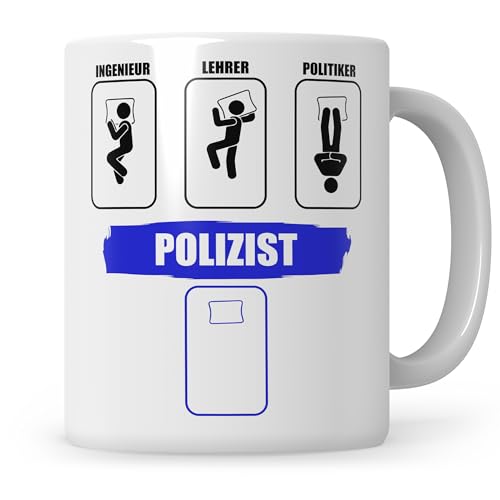 Sweetify Tasse Polizist lustig, Schlafpositionen Kaffeebecher Polizisten, Beruf Polizei Kaffeetasse Teetasse Becher von Sweetify