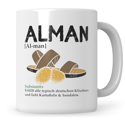 Sweetify Tasse Alman lustig, Typisch Deutsch Geschenk Alman Meme Kaffeetasse Alman Becher Geschenkidee von Sweetify