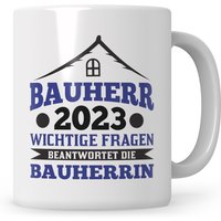 Tasse Bauherr 2023 Geschenk Hausbau Eigenheim Richtfest Grundsteinlegung Baubeginn Baustelle Geschenkidee Bauleiter von SweetifyNET