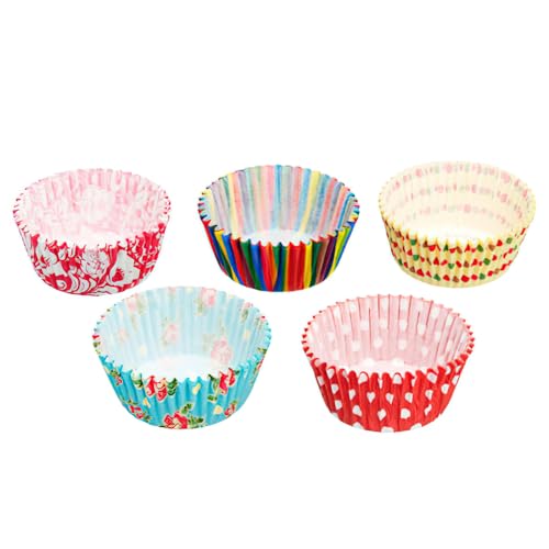 KitchenCraft Sweetly Does It 250er Set Cupcake Formen, helle Blumendrucke/gestreifte Designs, Papier, , 7 cm Durchmesser von KitchenCraft