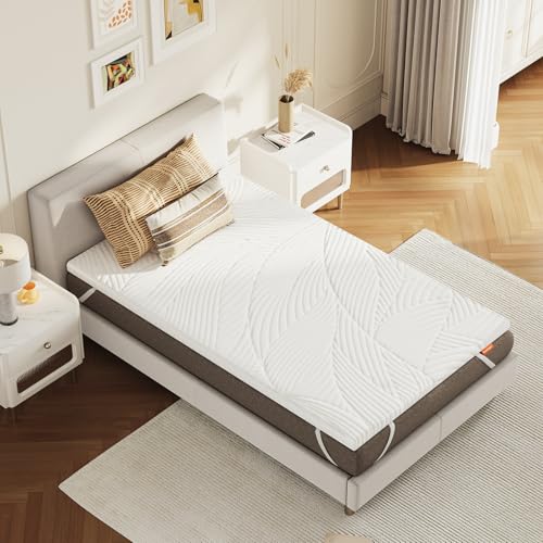 Sweetnight Topper 80x200cm,Matratzen Topper Viscoelastische Matratzenauflage Gelschaum Matratzentopper 80x200,Gel Memory Foam Topper,mit Abnehmbarem und Waschbarem Bezug,5cm Höhe,Weiß,H2 von Sweetnight