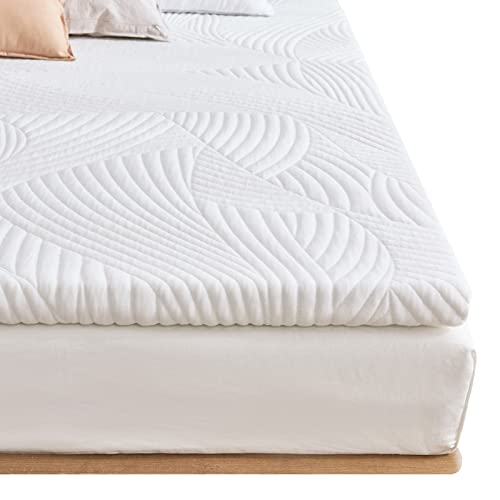 Sweetnight Topper 90x200cm,Matratzen Topper Viscoelastische Matratzenauflage Gelschaum Matratzentopper 90x200,Gel Memory Foam Topper,mit Abnehmbarem und Waschbarem Bezug,5cm Höhe,Weiß,H2 von Sweetnight