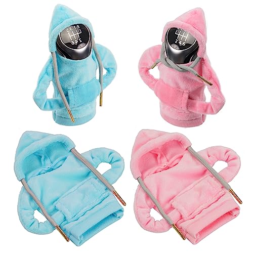 2 Stück Schalthebel Hoodie,Auto Schaltknauf Abdeckung,Knauf Hoodie Sweatshirt,Gangschaltung Hoodie-Abdeckung,Schaltknauf Abdeckung Manuelle Oder Automatische Gear Shifter (Blau + Rosa) von Sweetone