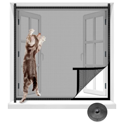 Fenster Fliegengitter Katzensicher Insektenschutz Fenster, Katzennetz Fenster Ohne Bohren, Katzenschutz Balkon für Dachfenster Balkontür (100X130CM) von Sweetone