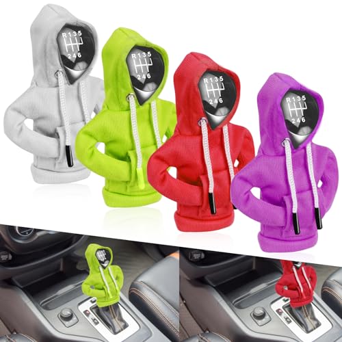 Schalthebel Hoodie, 4 Stück Auto Schaltknauf Abdeckung, Schaltknauf Hoodie Abdeckung, Hoodie Car Gear Shift Cover, Hoodie für schaltknauf Schaltknauf überzug für Manuelle Automatische Gear Shifter von Sweetone